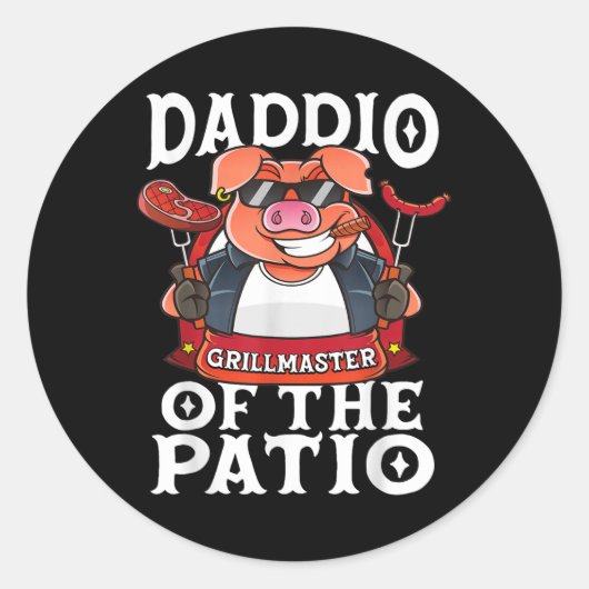 Grappige vader van de patio BBQ Barbecue Vaders Da Ronde Sticker (Voorkant)