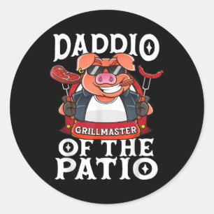 Grappige vader van de patio BBQ Barbecue Vaders Da Ronde Sticker