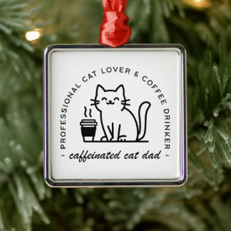 Grappige vader van een kat en koffie hipster esthe metalen ornament