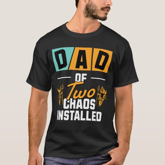 Grappige vader van twee chaos geïnstalleerd gesche t-shirt (Voorkant)