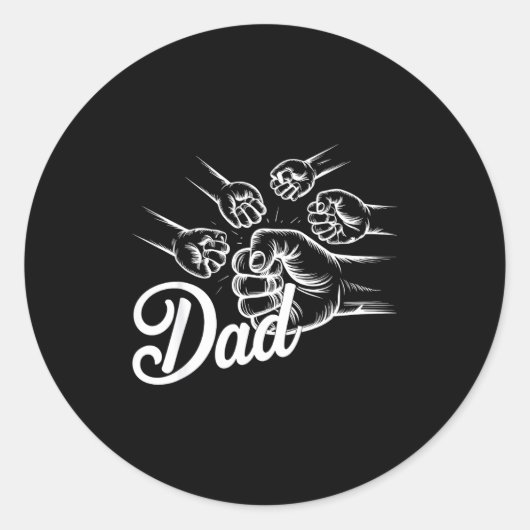 Grappige vader van vier peuters Kinderen Vaderdag Ronde Sticker (Voorkant)