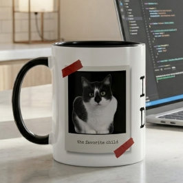 Grappige Vaderdag 2-foto Polaroid Kat Vader Mok