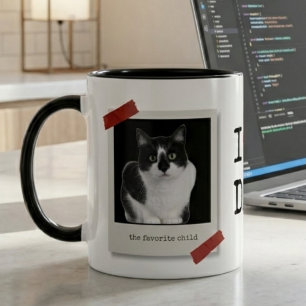 Grappige Vaderdag 2-foto Polaroid Kat Vader Mok