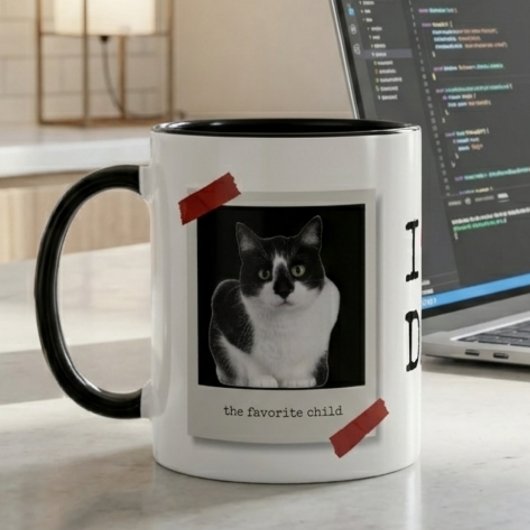 Grappige Vaderdag 2-foto Polaroid Kat Vader Mok