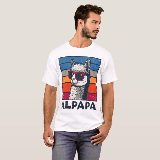 Grappige Vaderdag Alpapa Llama Alpaca papa cadeau T-shirt (Voorkant volledig)