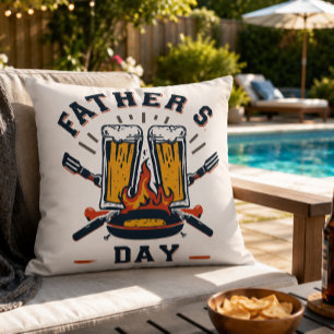 Grappige Vaderdag Bier & BBQ Worp Kussen