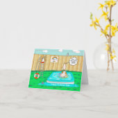 Grappige vaderdag Coronavirus zwemlessen Kaart (Gele Bloem)