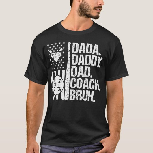 Grappige Vaderdag Dada Papa Bruh Baseball T-shirt (Voorkant)