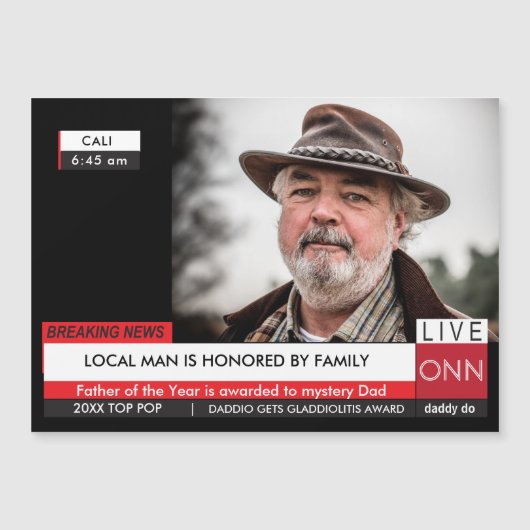 Grappige Vaderdag 🎉 Fake TV Nieuws Magnetische Ka (Voorkant)