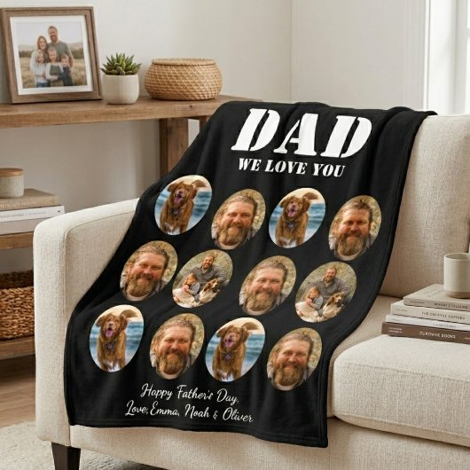 Grappige Vaderdag fotocollage met gezicht Fleece Deken