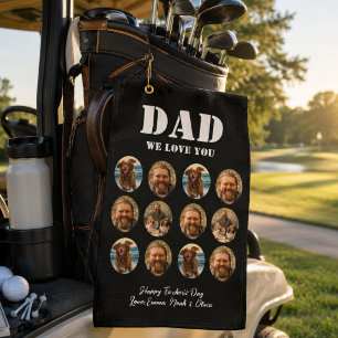 Grappige Vaderdag fotocollage met gezicht Golfhanddoek