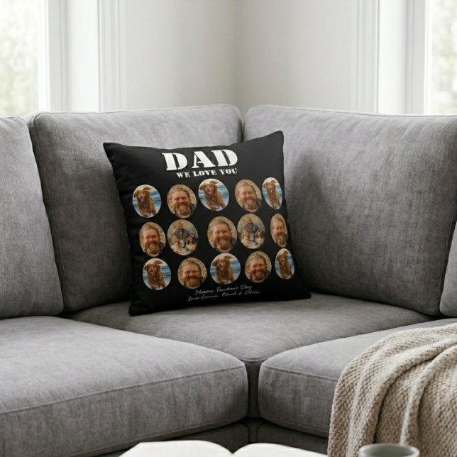 Grappige Vaderdag fotokollage met gezicht Kussen (best dad ever throw pillows photo collage happy fathers day unique cool modern daddy elegant family )