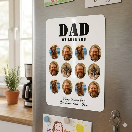 Grappige Vaderdag fotokollage met gezicht Magneet