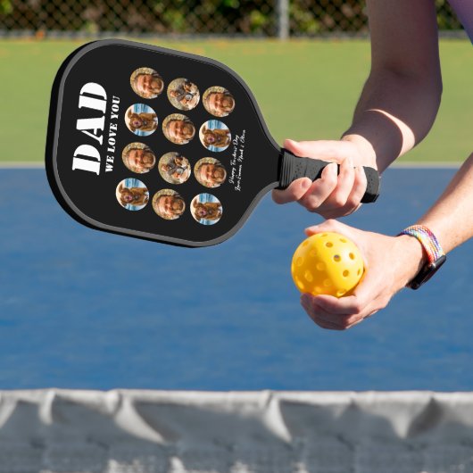 Grappige Vaderdag fotokollage met gezicht Pickleball Paddle (Insitu)