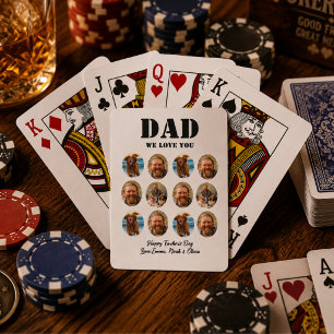 Grappige Vaderdag fotokollage met gezicht Pokerkaarten