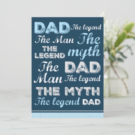 Grappige Vaderdag Kaart Blauw  Retro (Staand voorkant)