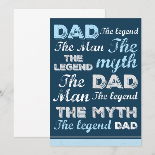 Grappige Vaderdag Kaart Blauw Retro (Voorkant / Achterkant)