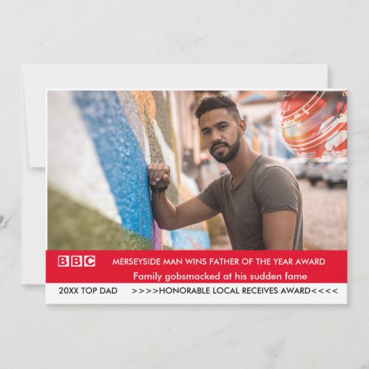 Grappige Vaderdag Kaart 🎉 Fake Britse tv Nieuws (Voorkant)