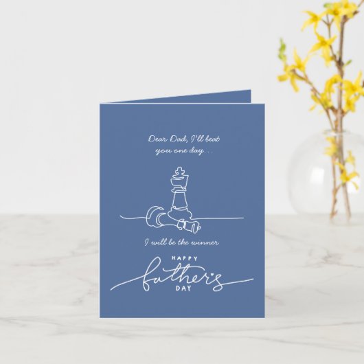 Grappige Vaderdag kaart met schaken van zoon (Gele Bloem)
