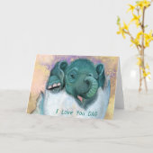 Grappige Vaderdag Kaart Schattigee olifant hatchin (Gele Bloem)