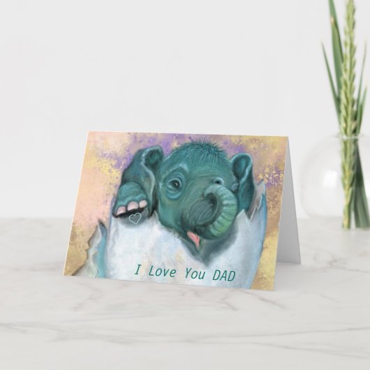Grappige Vaderdag Kaart Schattigee olifant hatchin (Voorkant)