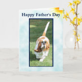 Grappige Vaderdag Kaart w / Zonnebaden Basset Houn (Gele Bloem)