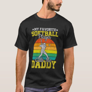 Grappige Vaderdag Mijn favoriete softbalspeler Cal T-shirt
