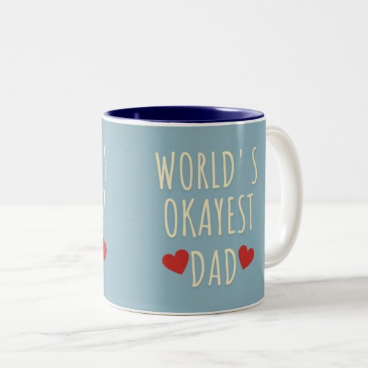 Grappige Vaderdag-Mok - 's Werelds Okayest Dad Tweekleurige Koffiemok (Voorkant rechts)