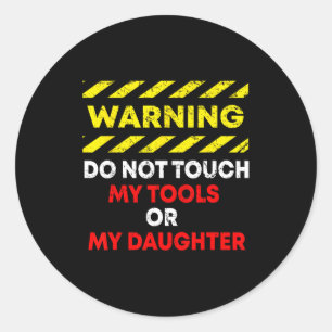 Grappige Vaderdag Papa Cadeau Kleding Waarschuwing Ronde Sticker