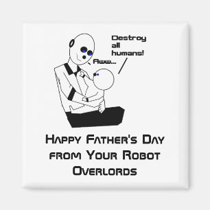 Grappige Vaderdag Robot Science Joke Cartoon Magneet