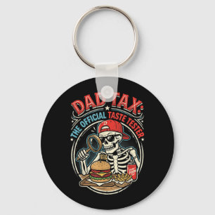 Grappige Vaderdag Skelet Papa's Deel Fast Food Sleutelhanger