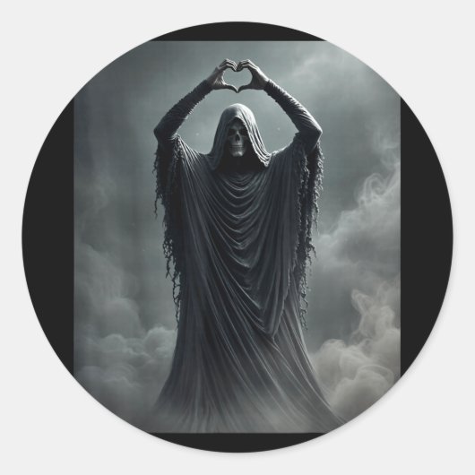 Grappige vaderdag spook hart handen eng gezicht ronde sticker (Voorkant)