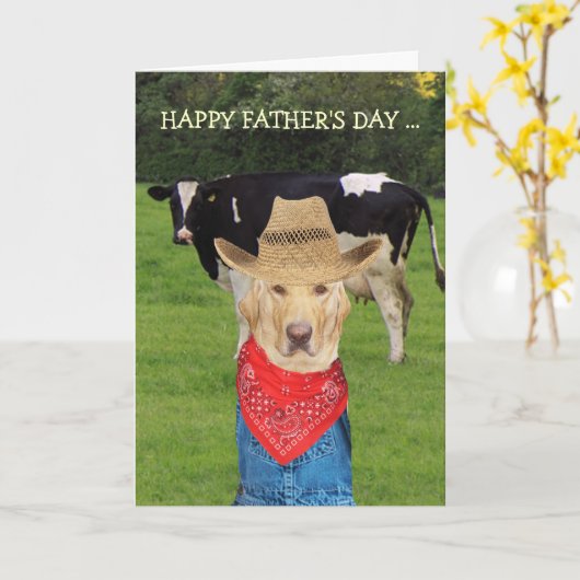 Grappige  Vaderdag voor de boer Kaart (Gele Bloem)