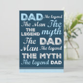 Grappige Vaderdagkaart Blauw Vintage Retro Bedankkaart (Staand voorkant)