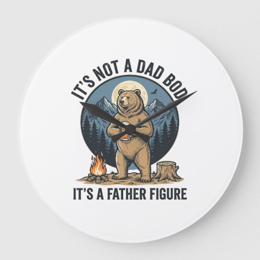 Grappige Vaderfiguur Beer Kamperen Vector Design_1 Grote Klok (Voorkant)