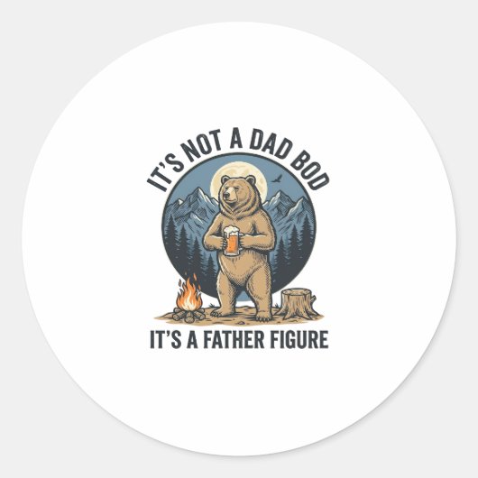 Grappige Vaderfiguur Beer Kamperen Vector Design_1 Ronde Sticker (Voorkant)