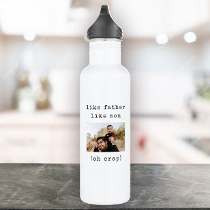 Grappige vaders dag als vader als zoon foto waterfles 