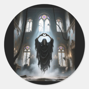 Grappige vadersdag spook hart handen eng gezicht ronde sticker
