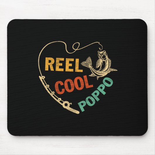 Grappige vadersdag vintage visspoel Cool Poppo Muismat (Voorkant)