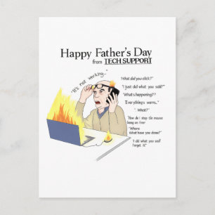 Grappige vadersdagkaart, technische ondersteuning, briefkaart