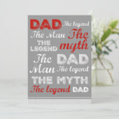 Grappige vadersdagkaarten Grijs Rood Citaat Typogr Bedankkaart (Staand voorkant)