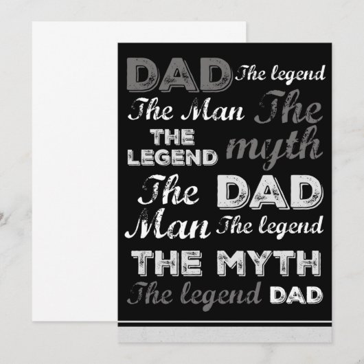 Grappige vadersdagkaarten Zwarte Citat Typografie Bedankkaart (Voorkant / Achterkant)