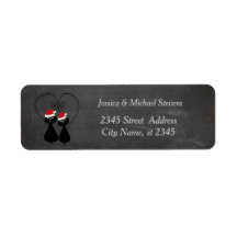 Grappige vakantie cartoon Santa cat paar krijtbord