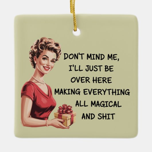 Grappige vakantie gastvrouw geschenken kerstmis ni keramisch ornament (Voorkant)