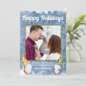 Grappige Vakantie Gnomes Fotokaart Feestdagenkaart (Staand voorkant)