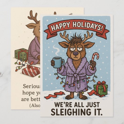 Grappige vakantie Kaart. Feestdagenkaart (Voorkant / Achterkant)