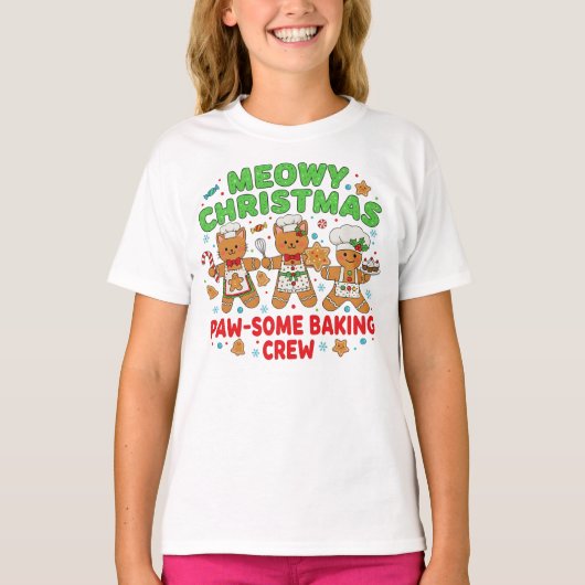 Grappige Vakantie Kat Koekje T-shirt (Voorkant)