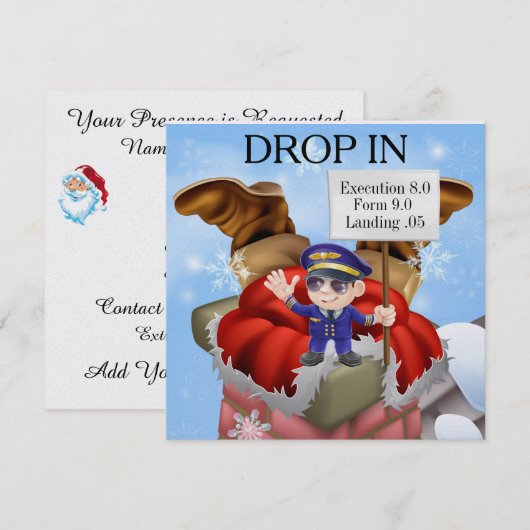 Grappige vakantie - Kerstmis DROP IN uitnodiging (Voorkant / Achterkant)