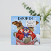 Grappige vakantie - Kerstmis DROP IN uitnodiging (Staand voorkant)