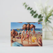 grappige vakantie met cartoon briefkaart (Staand voorkant)